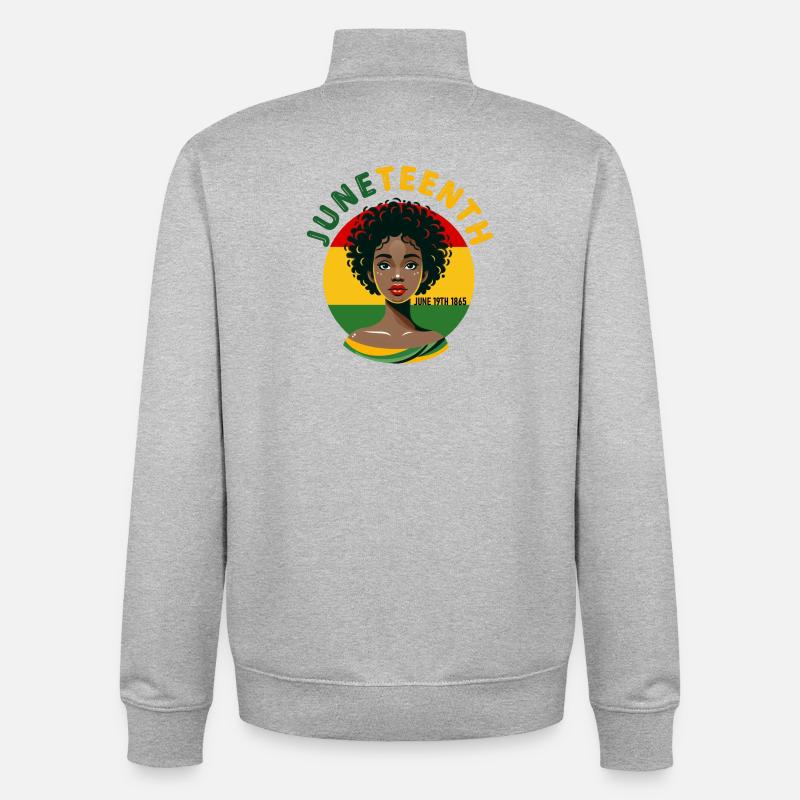 Juneteenth - Sweat zippé unisexe en coton bio Stanley/Stella - gris chiné