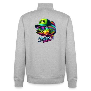 Rave de bar rayé - Sweat zippé unisexe en coton bio Stanley/Stella - gris chiné - Dos - AI Model Male 185 light (185cm)