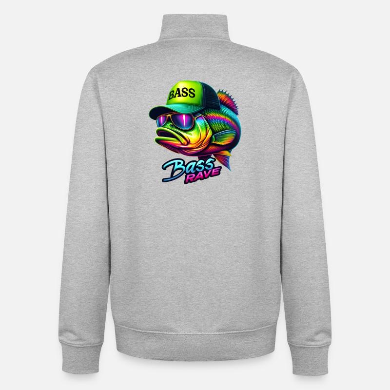 Rave de bar rayé - Sweat zippé unisexe en coton bio Stanley/Stella - gris chiné