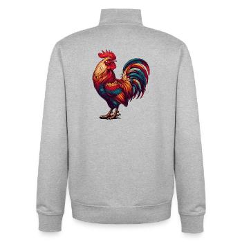 magnificent rooster in bright colors - Unisex Organic Zip Sweatshirt by Stanley/Stella - heather grey - Back - AI Model Male 185 light (185cm)