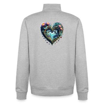 Wunderbares Herz der Natur. - Unisex Organic Zip Sweatshirt von Stanley/Stella - Grau meliert - Hinten - AI Model Male 185 light (185cm)