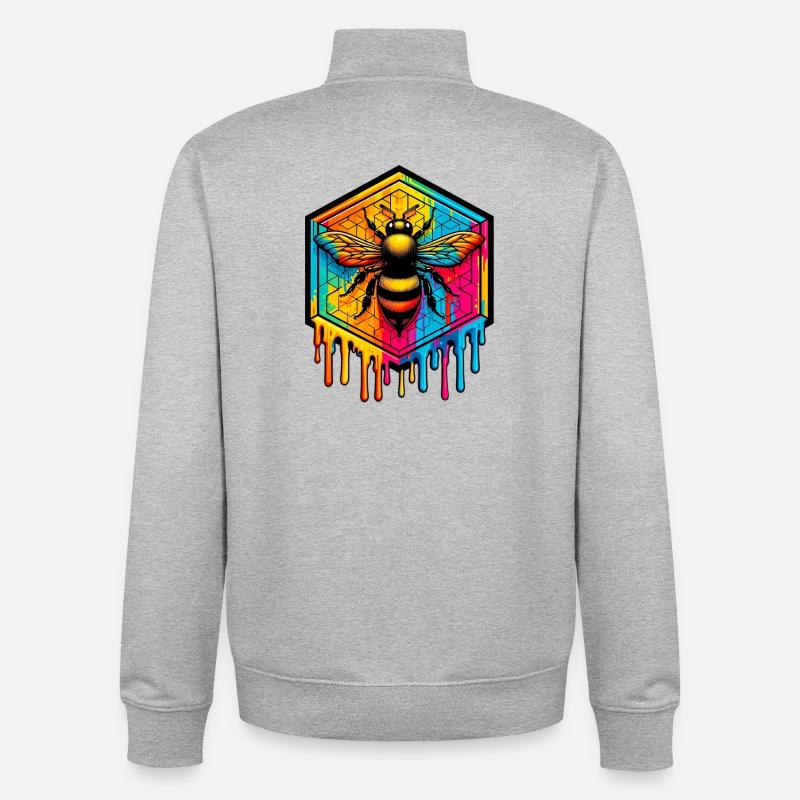 Bee - Unisex Organic Zip Sweatshirt by Stanley/Stella - heather grey
