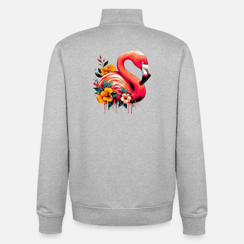 Flamant - Sweat zippé unisexe en coton bio Stanley/Stella - gris chiné
