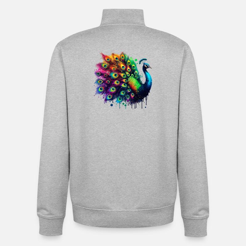 Pfau - Unisex Organic Zip Sweatshirt von Stanley/Stella - Grau meliert