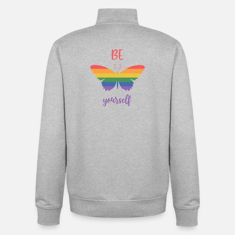 LGBT Pride Month - Be Yourself - Unisex Organic Zip Sweatshirt by Stanley/Stella - heather grey