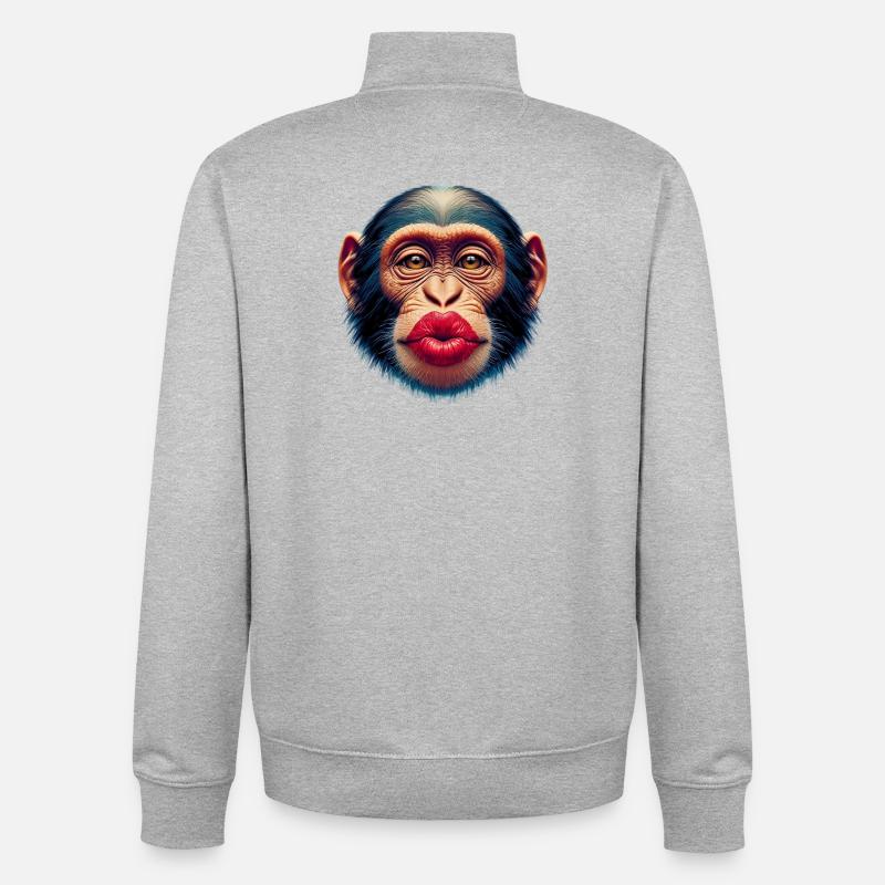 Baiser de singe - Sweat zippé unisexe en coton bio Stanley/Stella - gris chiné