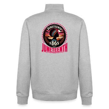 Celebrating Juneteenth: Freedom, Heritage, Unity - Unisex Organic Zip Sweatshirt by Stanley/Stella - heather grey - Back - AI Model Male 185 light (185cm)