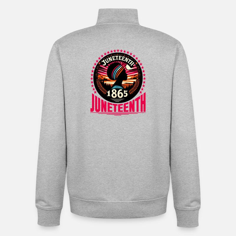 Juneteenth feiern: Freiheit, Erbe, Einheit - Unisex Organic Zip Sweatshirt von Stanley/Stella - Grau meliert