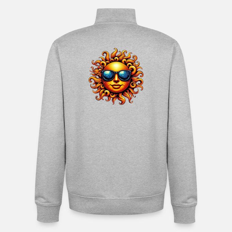 Soleil avec lunettes de soleil - Sweat zippé unisexe en coton bio Stanley/Stella - gris chiné