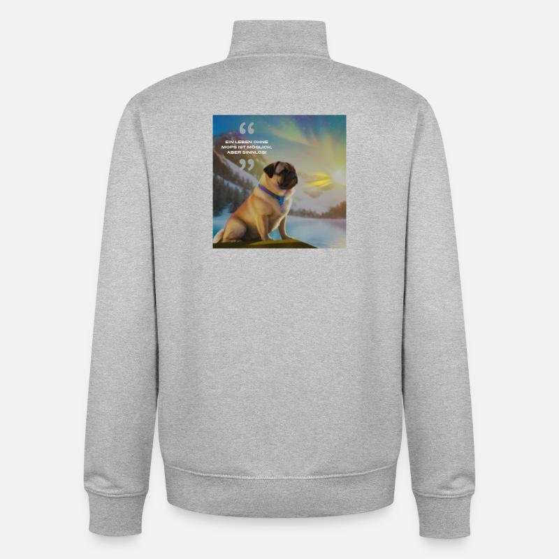 Welpen im Polarlicht mit Spruch - Unisex Organic Zip Sweatshirt von Stanley/Stella - Grau meliert