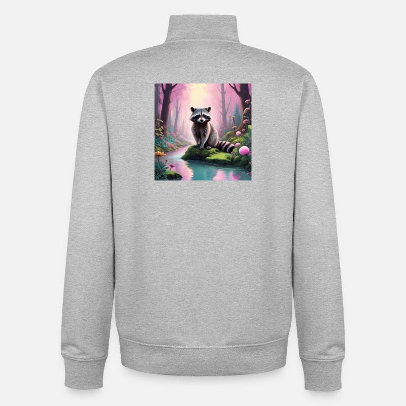 Raton laveur - Sweat zippé unisexe en coton bio Stanley/Stella - gris chiné