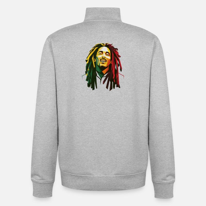 Rasta King - Sweat zippé unisexe en coton bio Stanley/Stella - gris chiné