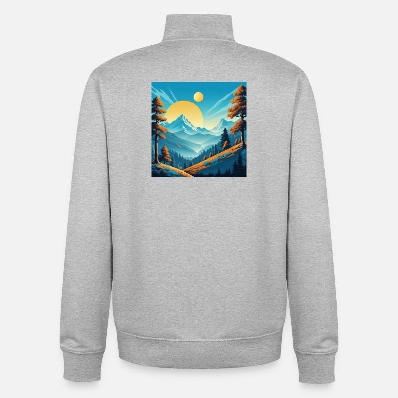 Deux soleils - Sweat zippé unisexe en coton bio Stanley/Stella - gris chiné