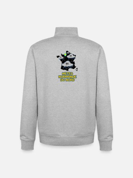 Vädret i Normandie - Unisex sweatshirt med dragkedja i ekologisk bomull Stanley/Stella - gråmelerad