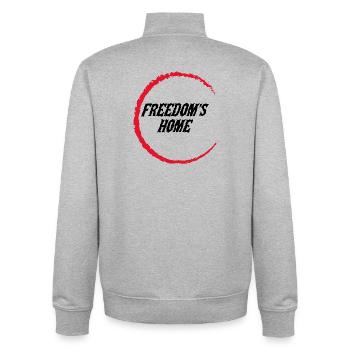 Red Abstract Art Circle - Unisex Organic Zip Sweatshirt by Stanley/Stella - heather grey - Back - AI Model Male 185 light (185cm)