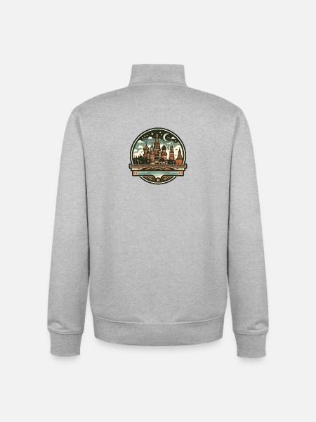 Cité Russe Lunaire - Sweat zippé unisexe en coton bio Stanley/Stella - gris chiné