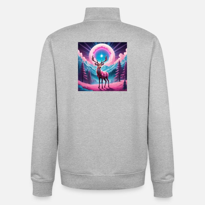 Hirsch am Berg - Unisex Organic Zip Sweatshirt von Stanley/Stella - Grau meliert