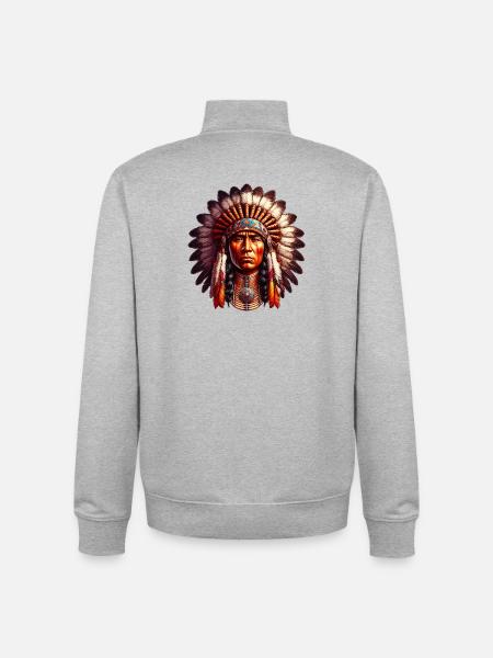 American Indian American - Unisex Organic Zip Sweatshirt by Stanley/Stella - heather grey