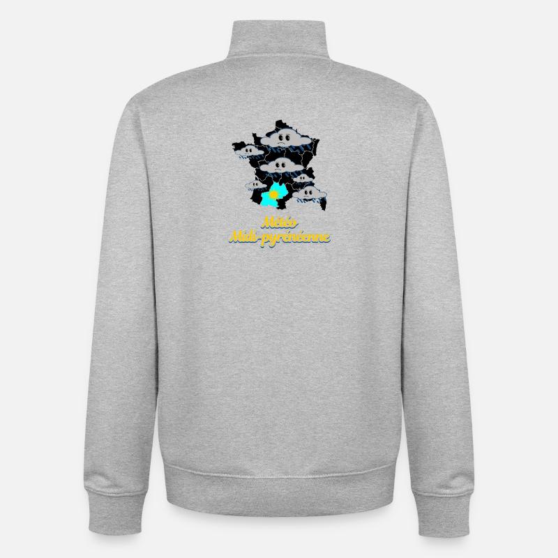 Météo Midi-Pyrénéennes - Sweat zippé unisexe en coton bio Stanley/Stella - gris chiné