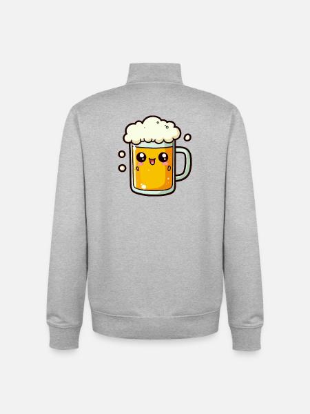 Comic Bier - Unisex Organic Zip Sweatshirt von Stanley/Stella - Grau meliert