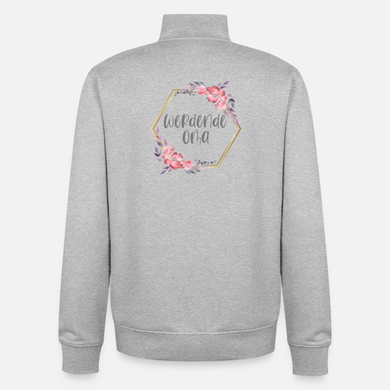 Boho werdende Oma Schwangerschaft Geschenk - Unisex Organic Zip Sweatshirt von Stanley/Stella - Grau meliert