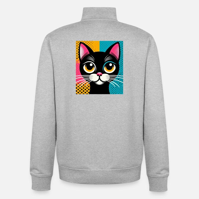 Chat - Sweat zippé unisexe en coton bio Stanley/Stella - gris chiné