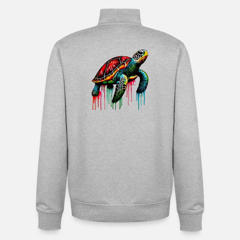 Schildkröte - Unisex Organic Zip Sweatshirt von Stanley/Stella - Grau meliert