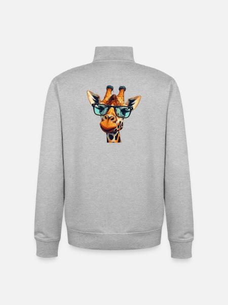 Girafe à lunettes - Sweat zippé unisexe en coton bio Stanley/Stella - gris chiné