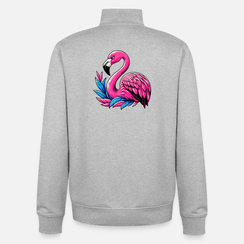 Flamant - Sweat zippé unisexe en coton bio Stanley/Stella - gris chiné