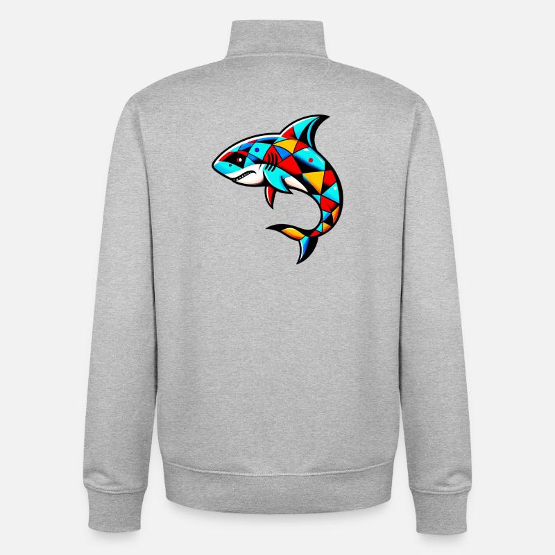 Requin arlequin - Sweat zippé unisexe en coton bio Stanley/Stella - gris chiné