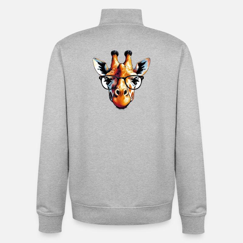 Giraffe mit Brille - Unisex Organic Zip Sweatshirt von Stanley/Stella - Grau meliert