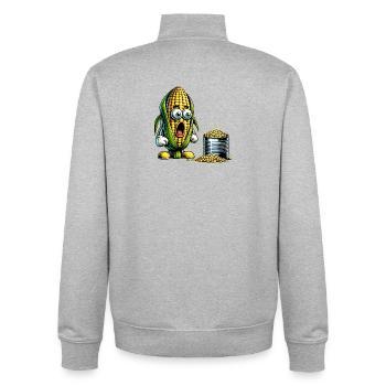 Motif de maïs amusant - Sweat zippé unisexe en coton bio Stanley/Stella - gris chiné - Dos - AI Model Male 185 light (185cm)