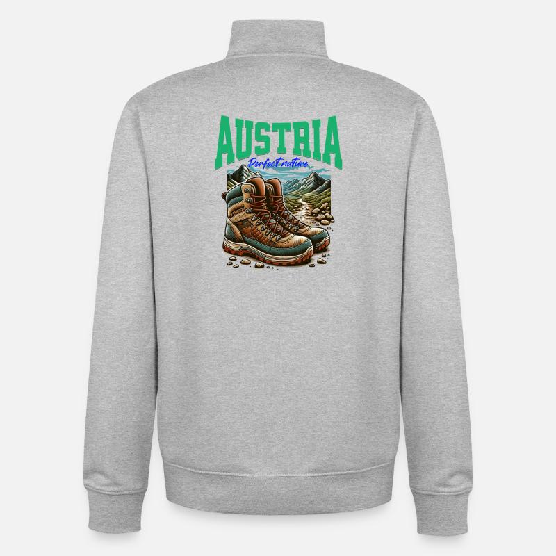 L’Autriche refroidit Wander Design - Österreich - Sweat zippé unisexe en coton bio Stanley/Stella - gris chiné