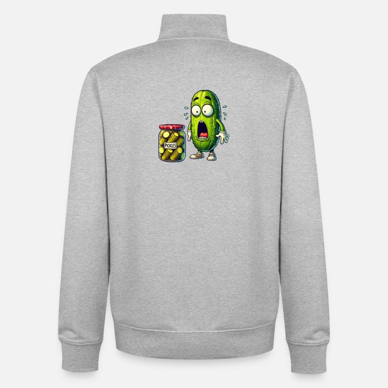 Motif de concombre amusant - Sweat zippé unisexe en coton bio Stanley/Stella - gris chiné