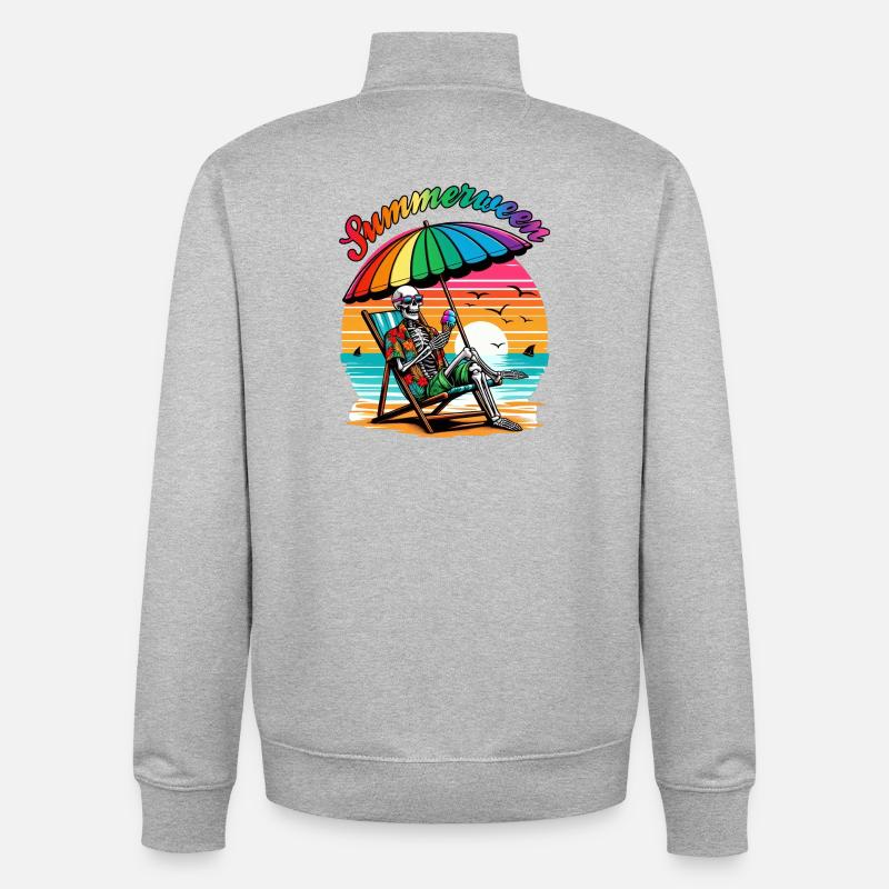 Summerween Skeleton : se détendre en été - Sweat zippé unisexe en coton bio Stanley/Stella - gris chiné