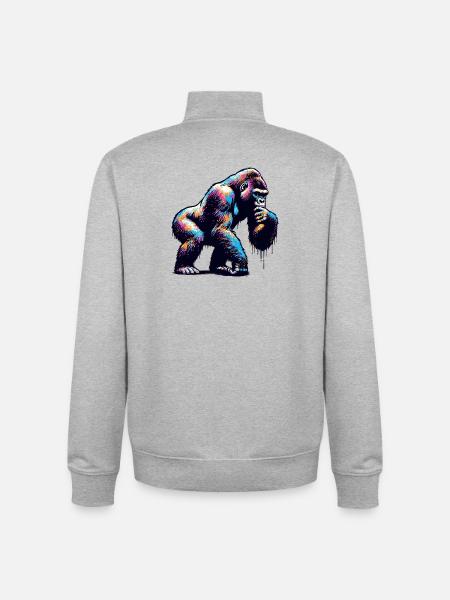 Gorilla - Unisex Organic Zip Sweatshirt by Stanley/Stella - heather grey