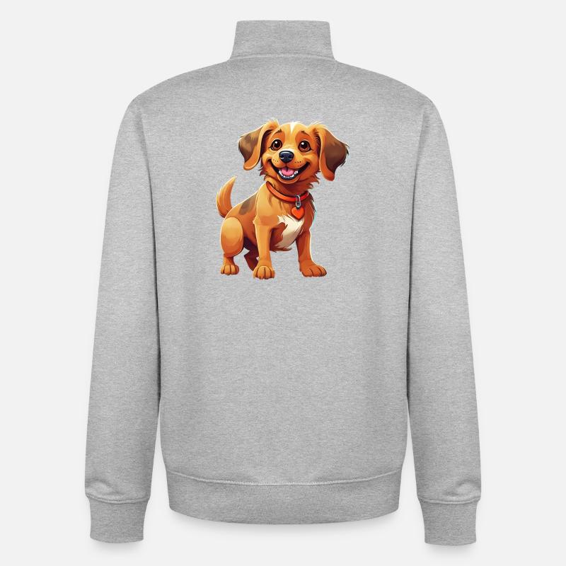 Chiens Éclat Canin en Illustration - Sweat zippé unisexe en coton bio Stanley/Stella - gris chiné