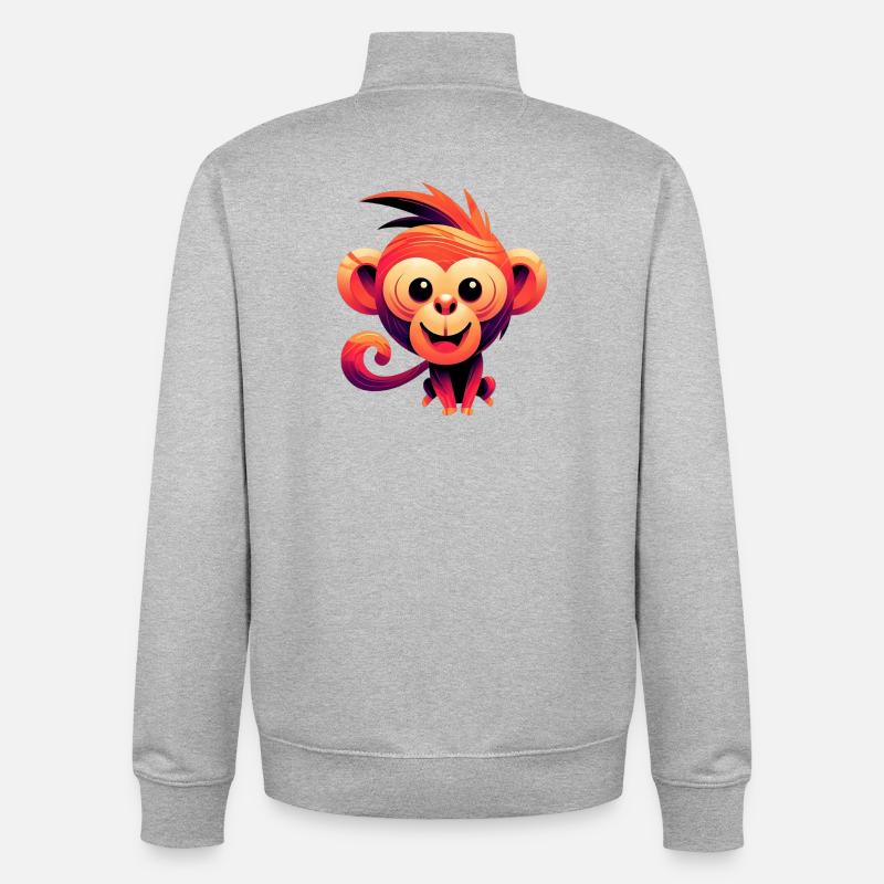 Affe - Unisex Organic Zip Sweatshirt von Stanley/Stella - Grau meliert
