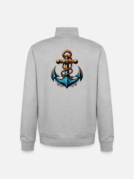 Une ancre - Sweat zippé unisexe en coton bio Stanley/Stella - gris chiné
