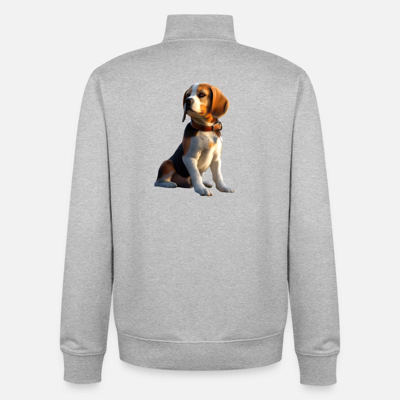 Beagle Chiot Beagles Chien mignon Beagle anglais - Sweat zippé unisexe en coton bio Stanley/Stella - gris chiné