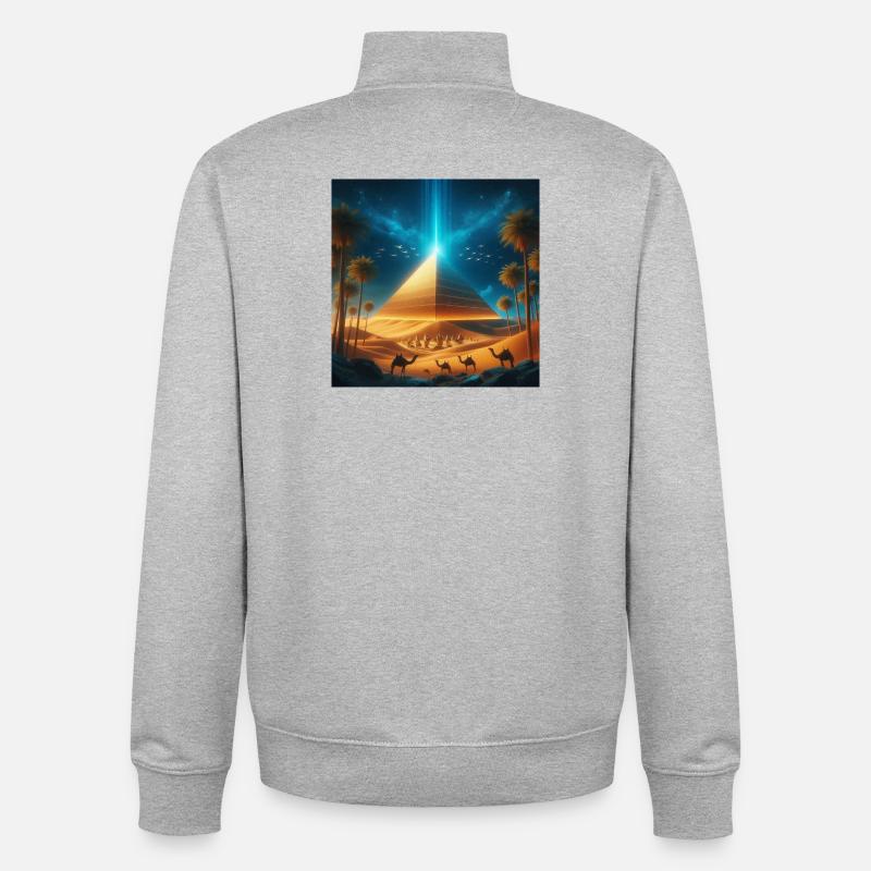 Pyramide 8 - Sweat zippé unisexe en coton bio Stanley/Stella - gris chiné