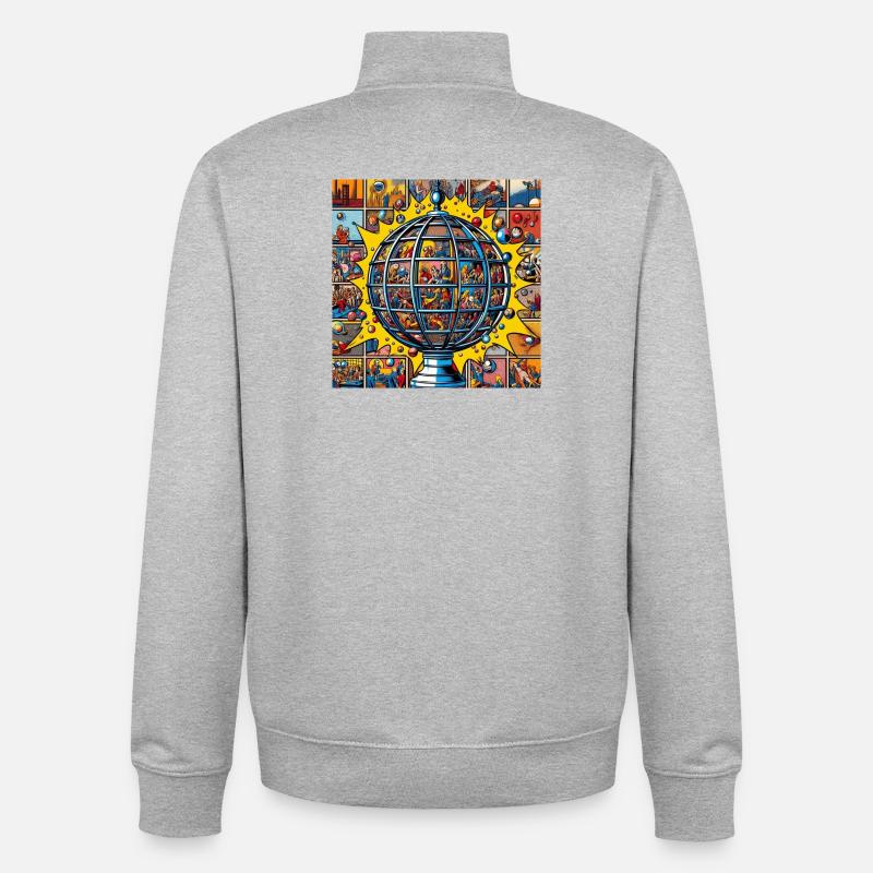 Sphère 2 - Sweat zippé unisexe en coton bio Stanley/Stella - gris chiné