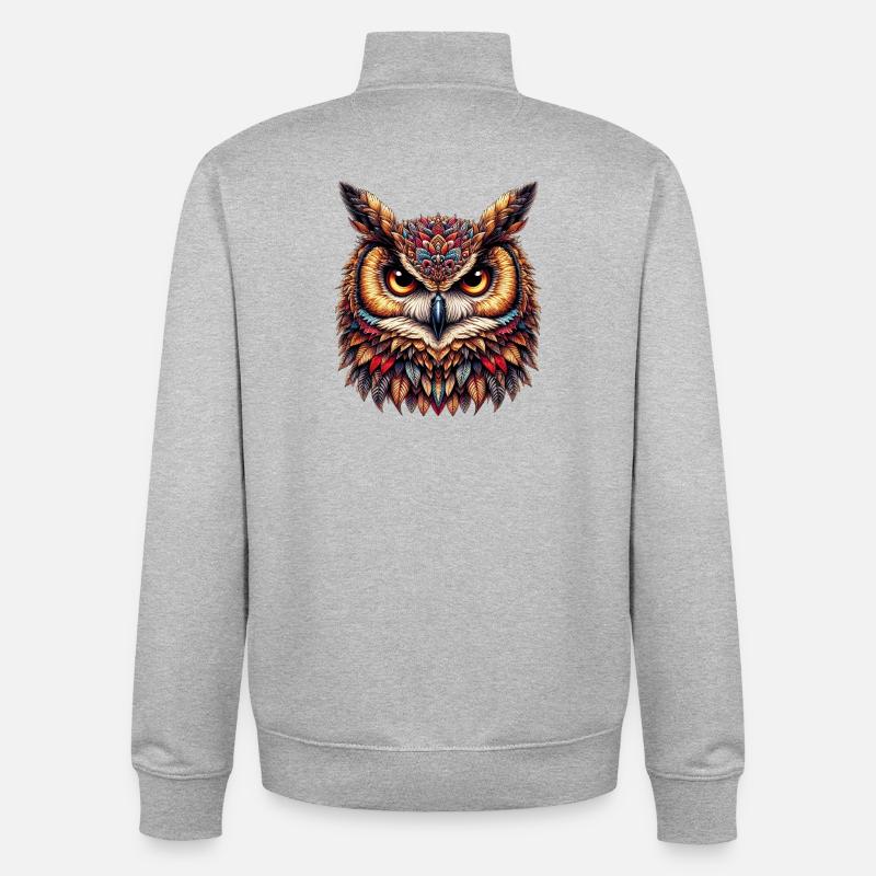 Eule - Unisex Organic Zip Sweatshirt von Stanley/Stella - Grau meliert