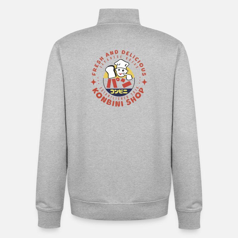 J’adore le pain Konbini - Sweat zippé unisexe en coton bio Stanley/Stella - gris chiné