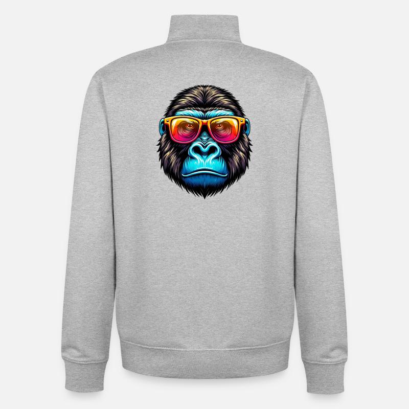 Gorillas mit Sonnenbrille - Unisex Organic Zip Sweatshirt von Stanley/Stella - Grau meliert