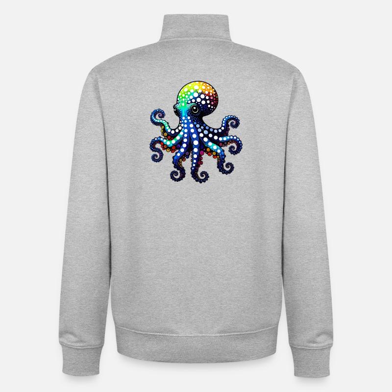 Pieuvre - Sweat zippé unisexe en coton bio Stanley/Stella - gris chiné
