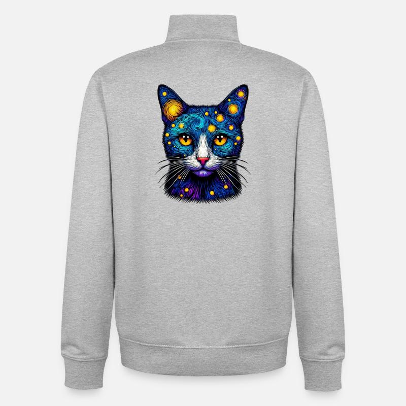Chat - Sweat zippé unisexe en coton bio Stanley/Stella - gris chiné