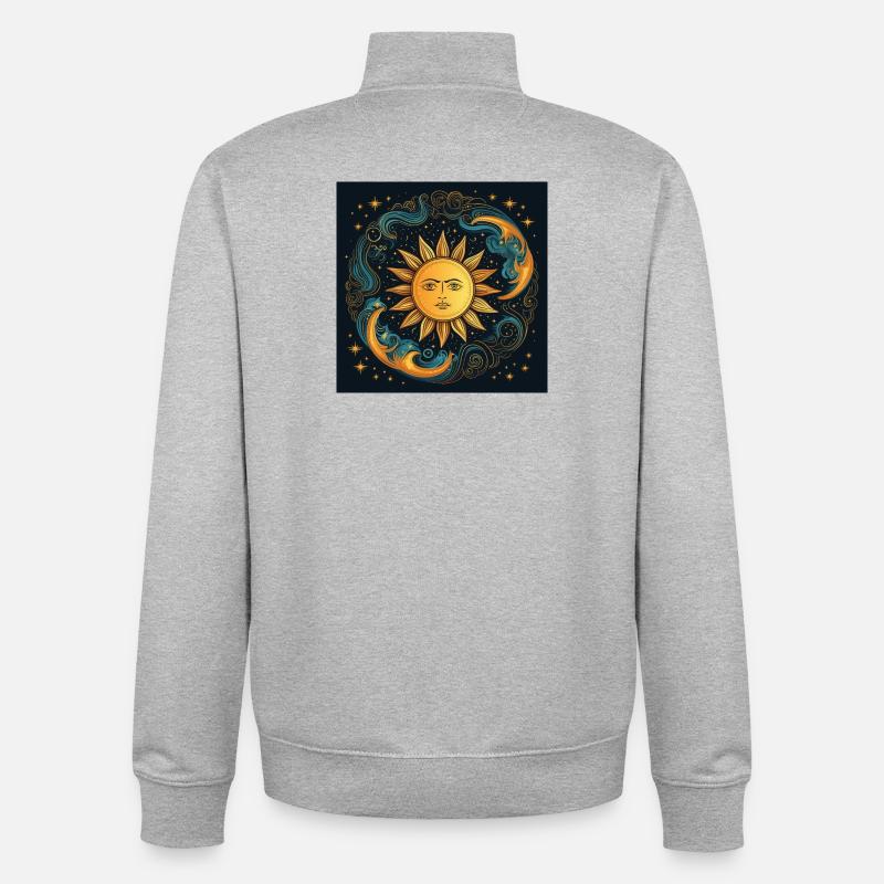 Sonnenmondzyklus kosmische Kunst - Unisex Organic Zip Sweatshirt von Stanley/Stella - Grau meliert
