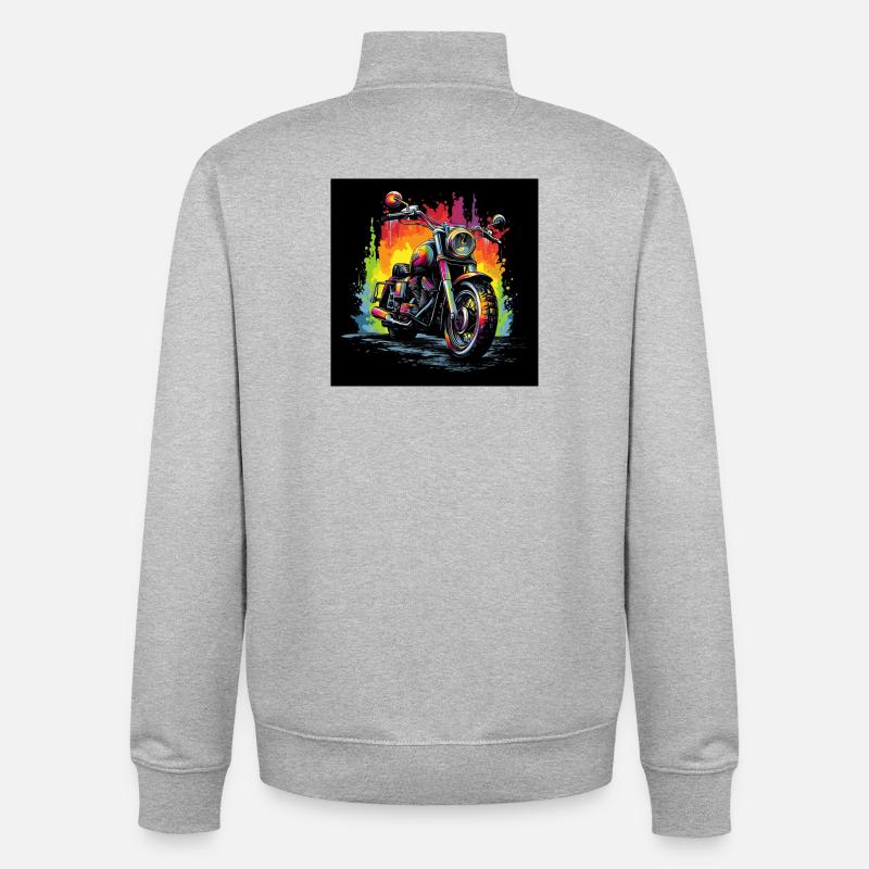 Regenbogen Motorrad Splash - Unisex Organic Zip Sweatshirt von Stanley/Stella - Grau meliert