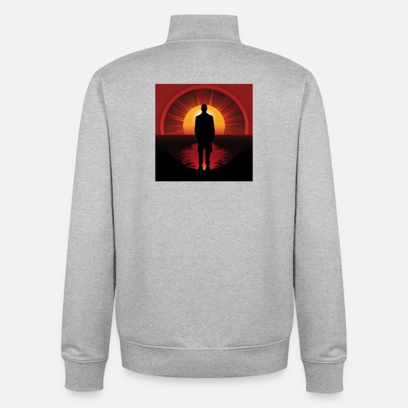 Coucher de soleil Ombre Vagabond - Sweat zippé unisexe en coton bio Stanley/Stella - gris chiné